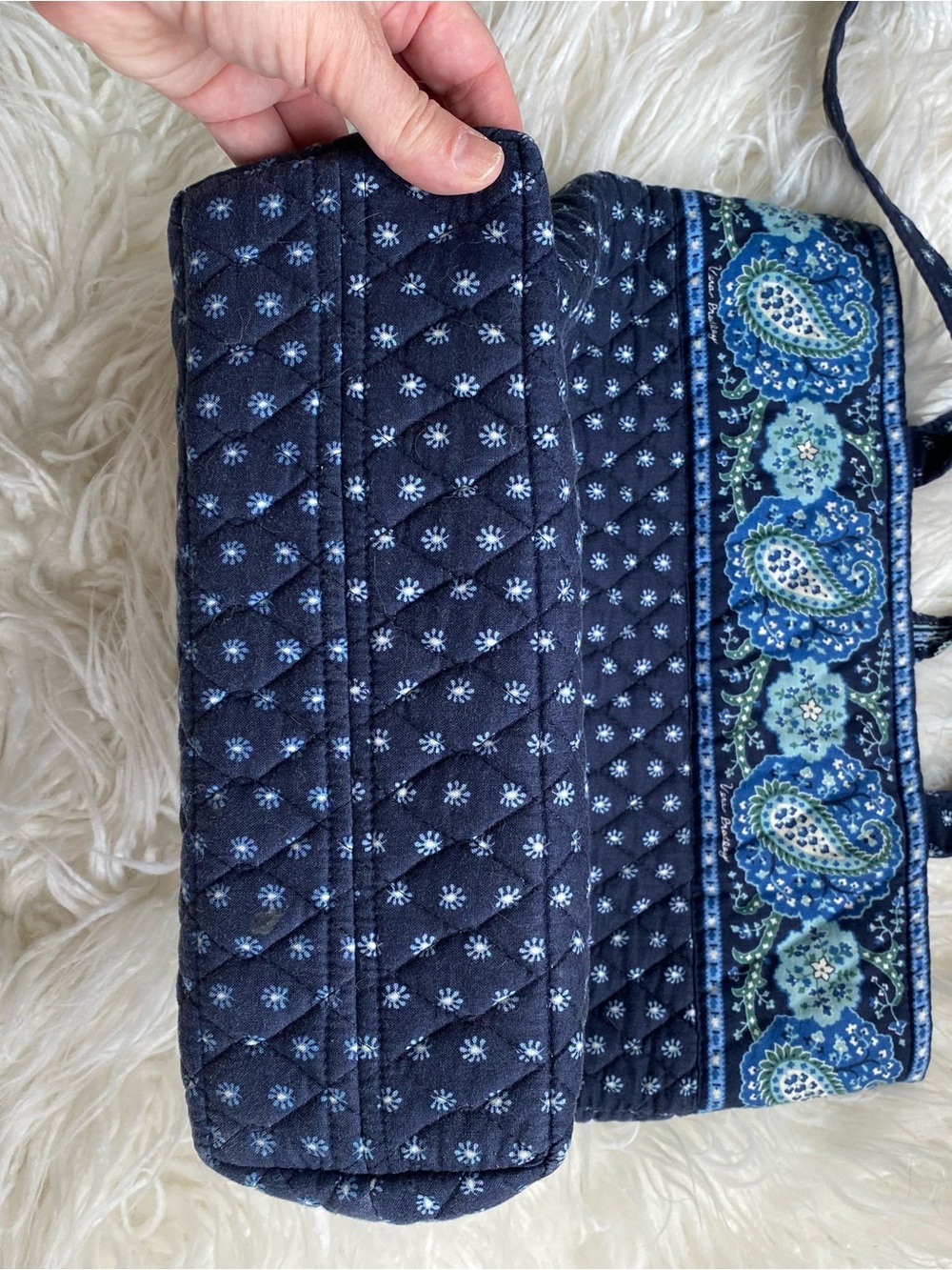 Vera Bradley Quilted Navy Paisley-Trim Tote Bag - Women's Shoulder Tote - Picture 11 of 16
